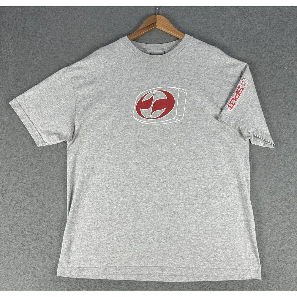Split Shirt XL Grey Sleeve Logo Skate Surf USA Made Vintage 90s Skateboarding
